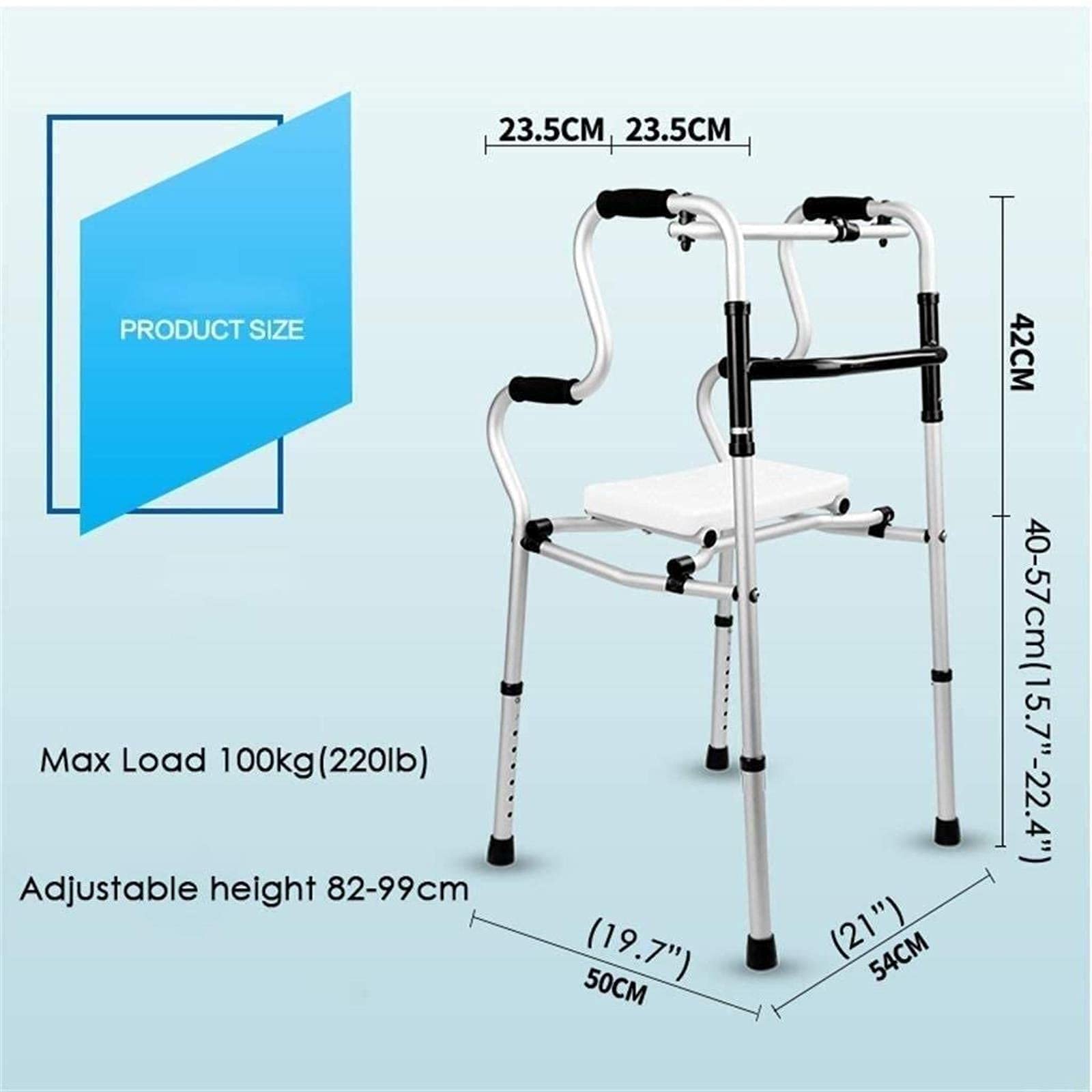 Rollator Walker Rama do chodzenia Standardowy chodzik Rollator Chodzik dla osób starszych Chodzik po schodach Lekki aluminium Regulowany Mobilność Tęsknota za Comfortable anniversary