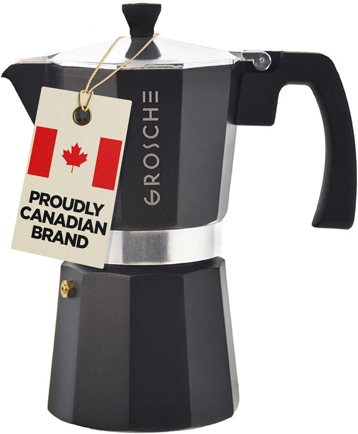 GROSCHE Milano Stovetop Espresso Maker Moka Pot 9 espresso Cup, 15.2 oz, Black. Cuban Coffee Maker Stove top coffee maker Moka Italian espresso greca coffee maker brewer percolator 9 espresso cups Black