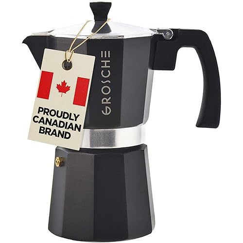 GROSCHE Milano Stovetop Espresso Maker Moka Pot 9 espresso Cup, 15.2 oz, Black. Cuban Coffee Maker Stove top coffee maker Moka Italian espresso greca coffee maker brewer percolator