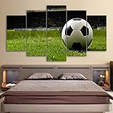 QYYAMDEQ Cuadros Decoracion Salon Grandes 5 Paneles Balón Fútbol Fútbol Lienzo Pintura Cartel Hd Impresión De Imagen Cuadros Decorativos(Sin Enmarcar)