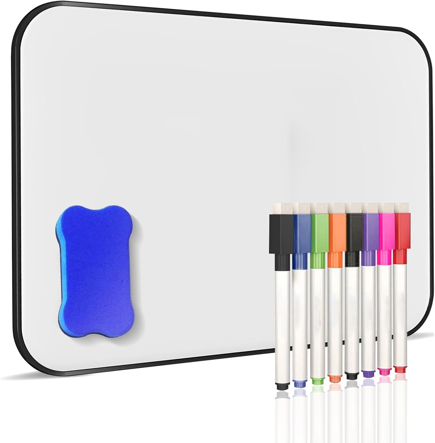 MEETOZ Dry Erase Whiteboard A4, Double Sided Magnetic White Board with 8 Dry Erase Pens and 1 Eraser, Lapboard for Home Office School(30cm*21cm)