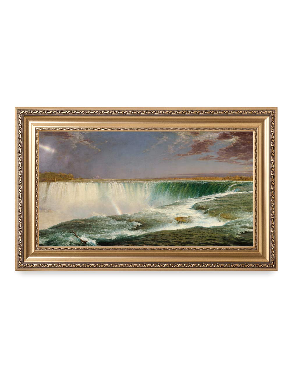 DECORARTS - Niagara Falls by Frederic Edwin Church, Giclee Print on Canvas. Ready to Hang Framed Wall Art for Home and Office Decor. Total Size w/