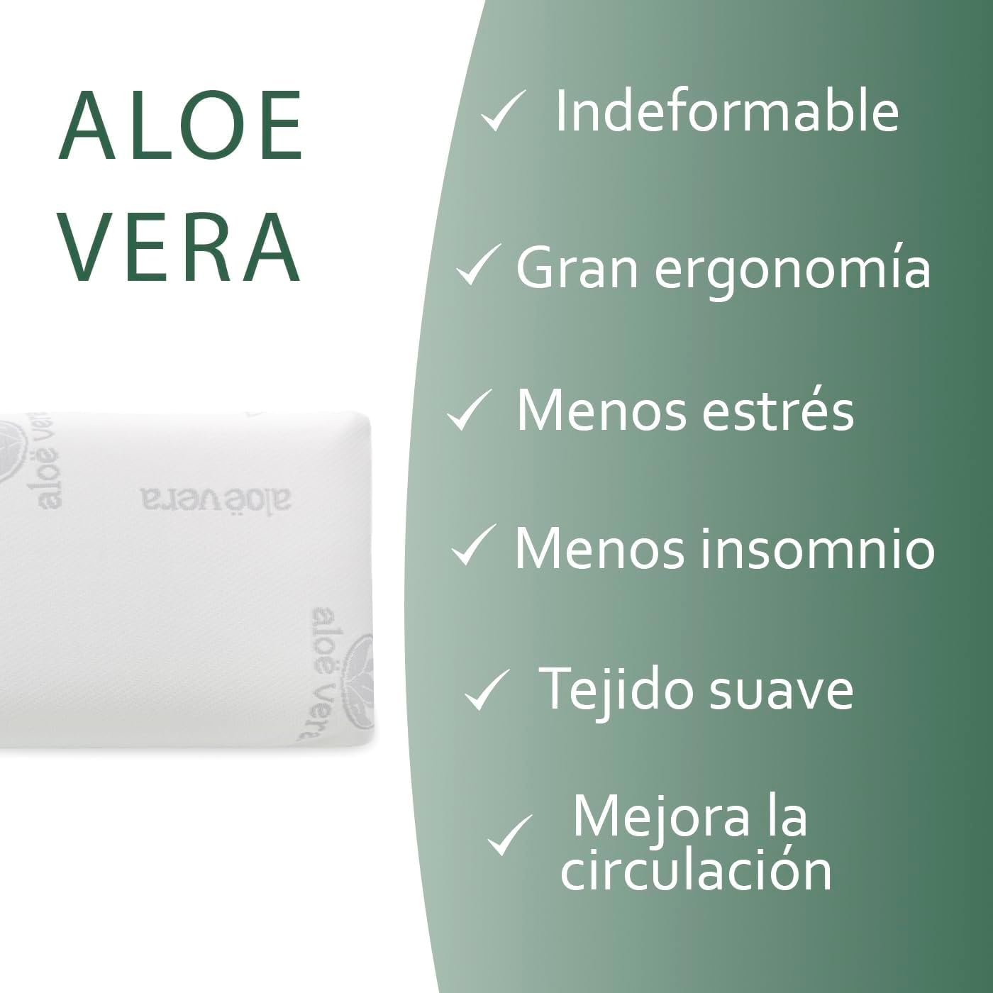 DONATELLA Almohada VISCO-Aloe - Almohada viscoelástica, núcleo Compacto. Doble Funda con Cremallera. Tejido Aloe Vera. Termorregulable adaptabilidad al Cuello - 135 cm., Blanco