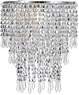 Waneway Chandelier Light Shade for Ceiling Pendant Light, Easy Fit Crystal Lamp Shade Lampshade for Bedroom, Living Room, Hallway, Wedding or Party Decoration, Diameter 22 cm, 3 Tiers, Silver