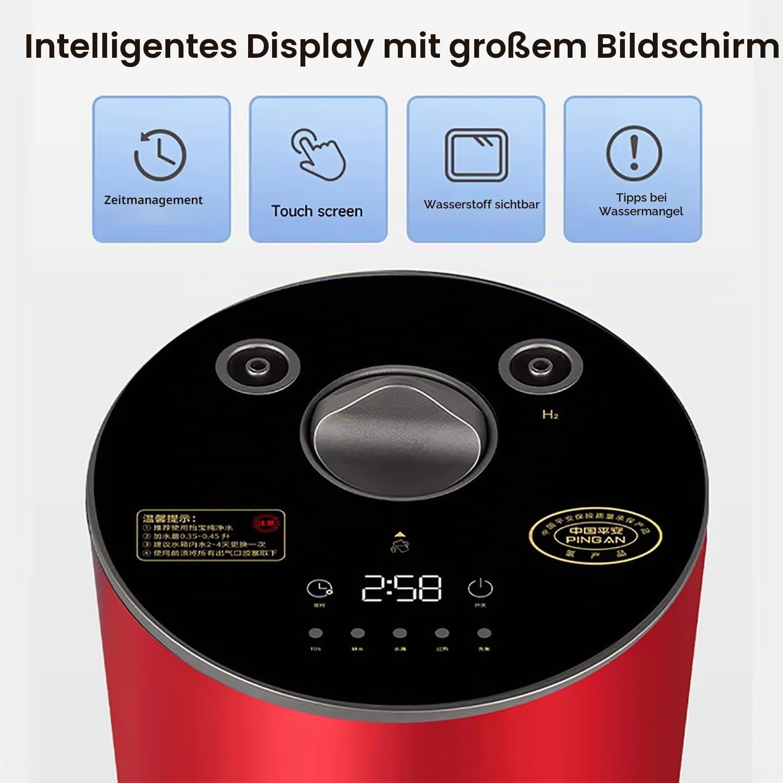 Wasserstoff-Inhalationsgerät, 99,99% Reines H2, Tragbares Wasserstoff-Atemgerät, Inhalator Mit Zwei Anschlüssen, H2-Molekulargenerator 225ml(150H+75O)
