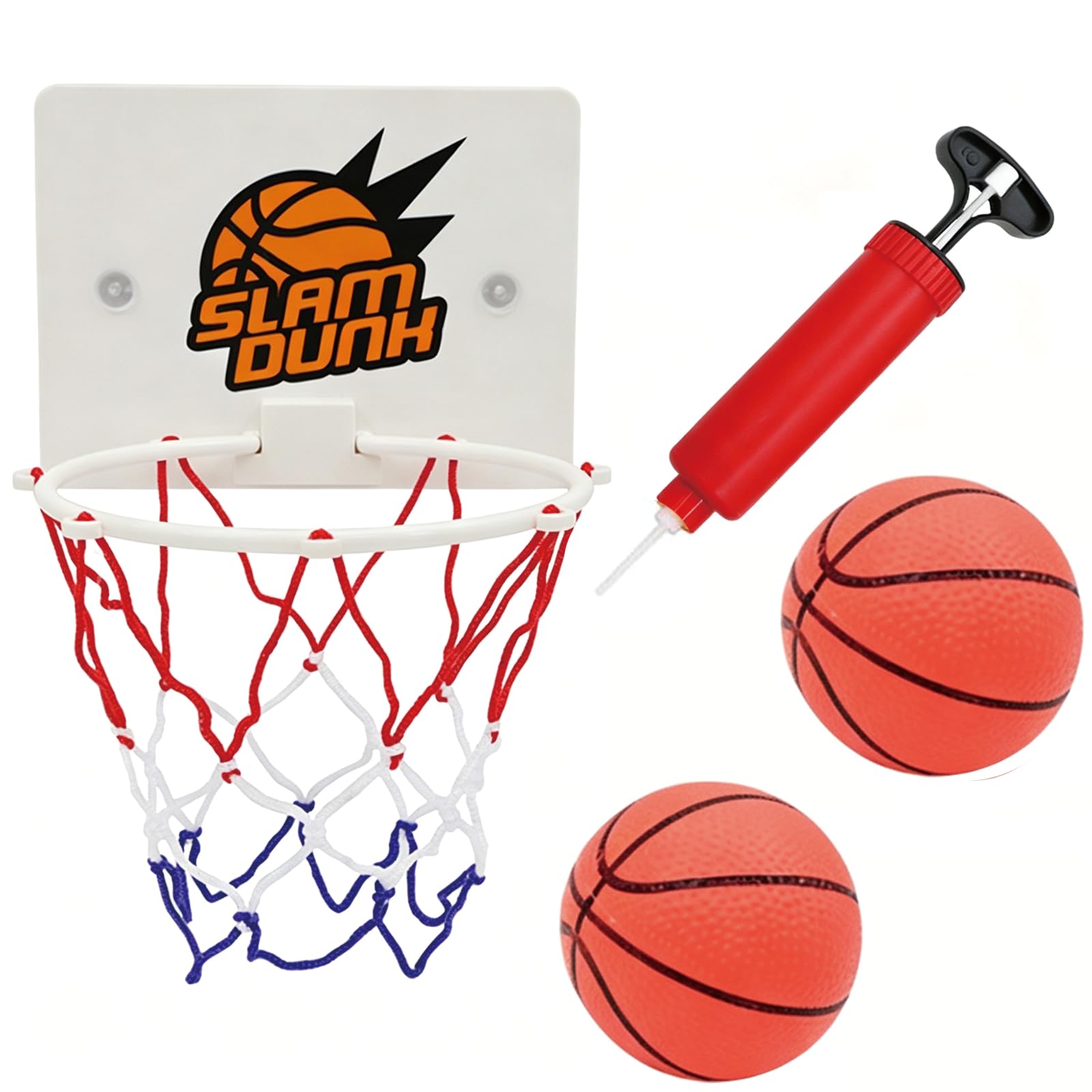 4 Pcs Set Mini Basketball Hoop, Indoor Basketball Hoop Wall Mounted Set with Mini Basketballs & Air Pump, Portable Mini Hoop for Bedroom, Living Room, Office Indoor Outdoor Recreation