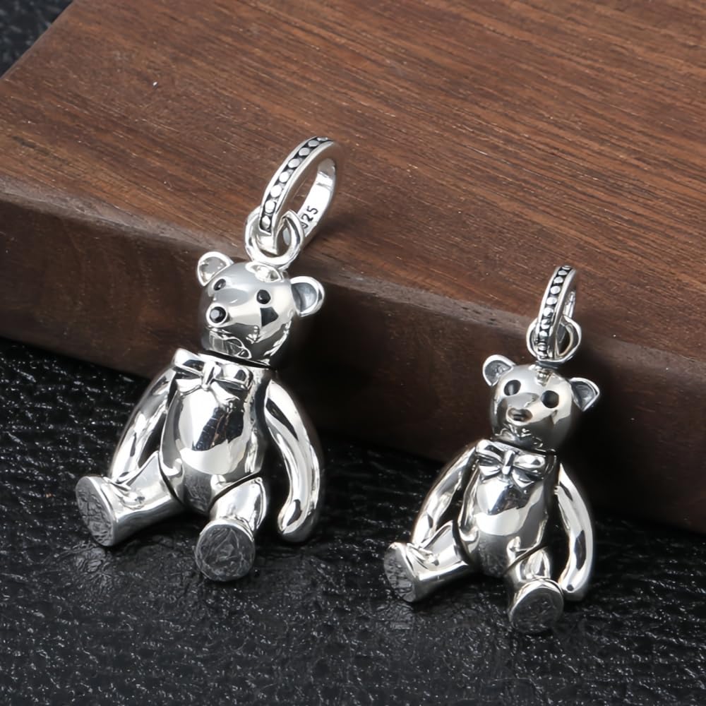 ForFox Ciondolo Orso Orsacchiotto Teddy Bear in Argento Sterling 925 per Uomo Donna