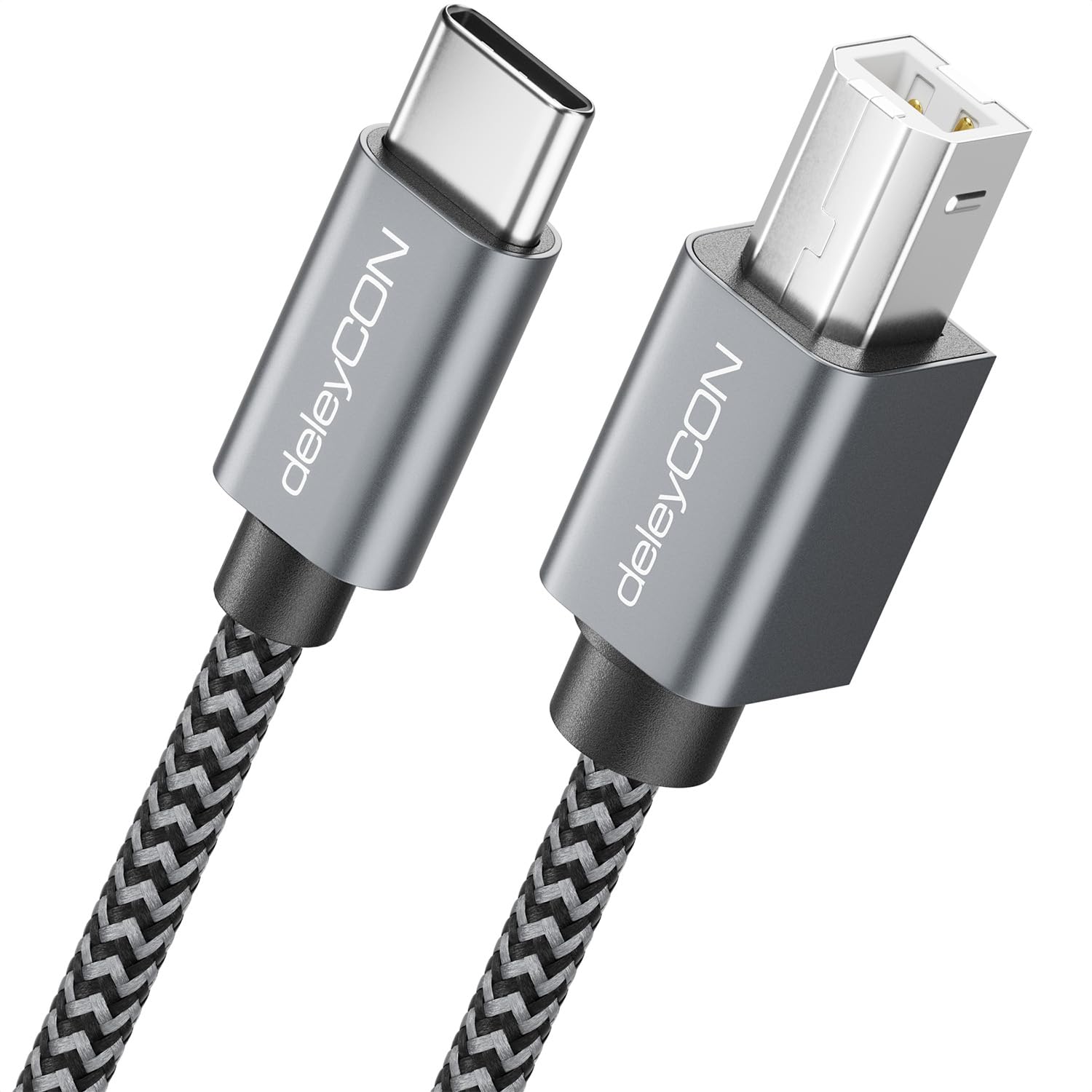 deleyCON 1m Cavo Stampante Scanner USB C 2.0 - Connettore USB-C a Connettore B per Stampante Laser Scanner Printer MIDI Copiatrice Multifunzione