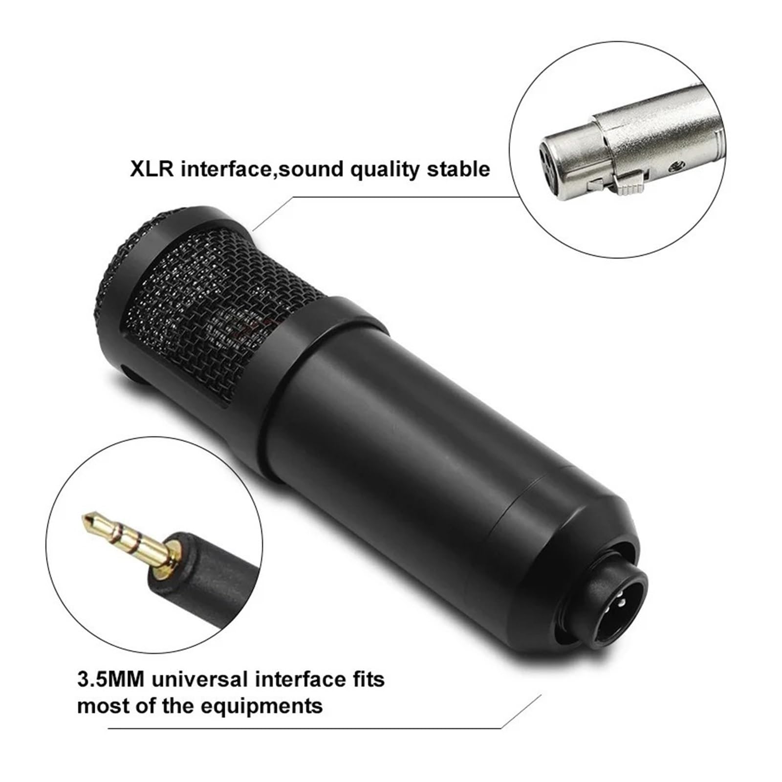 Professionale BM 800 Microfono Karaoke Studio A Condensatore con Scudo Mikrofon Mic for KTV Radio Braodcasting Canto Registrazione Compatibilità Universale(White)