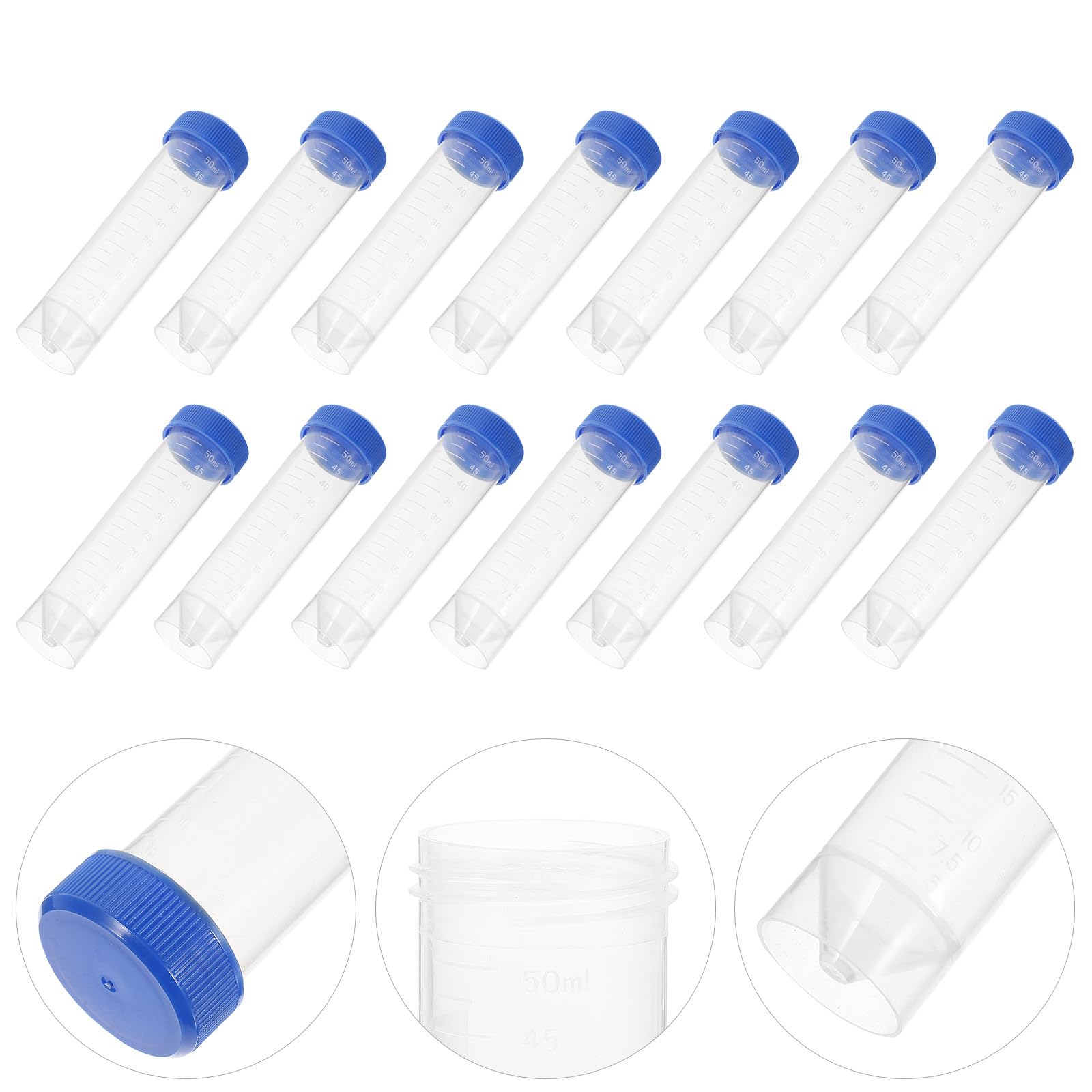 Provette da Centrifuga da 50 Ml con Tappo a Vite Set da 50 Pezzi Provette da Laboratorio Leggere e Sigillanti per Campioni Adatte per Biologia e Chimica