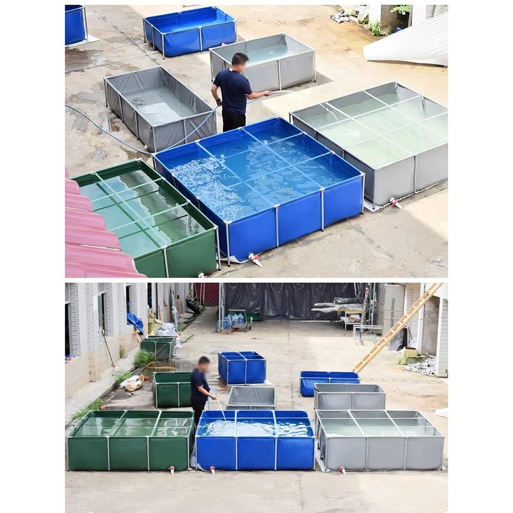 Faltbares Koi-Fischbecken – strapazierfähiges PVC-Canvas-Außenaquarium mit Stahlrahmen und Ablassventil, ideal für die Pflege von Fischen und Schildkröten (grün, 2 x 1 x 0,5 m)