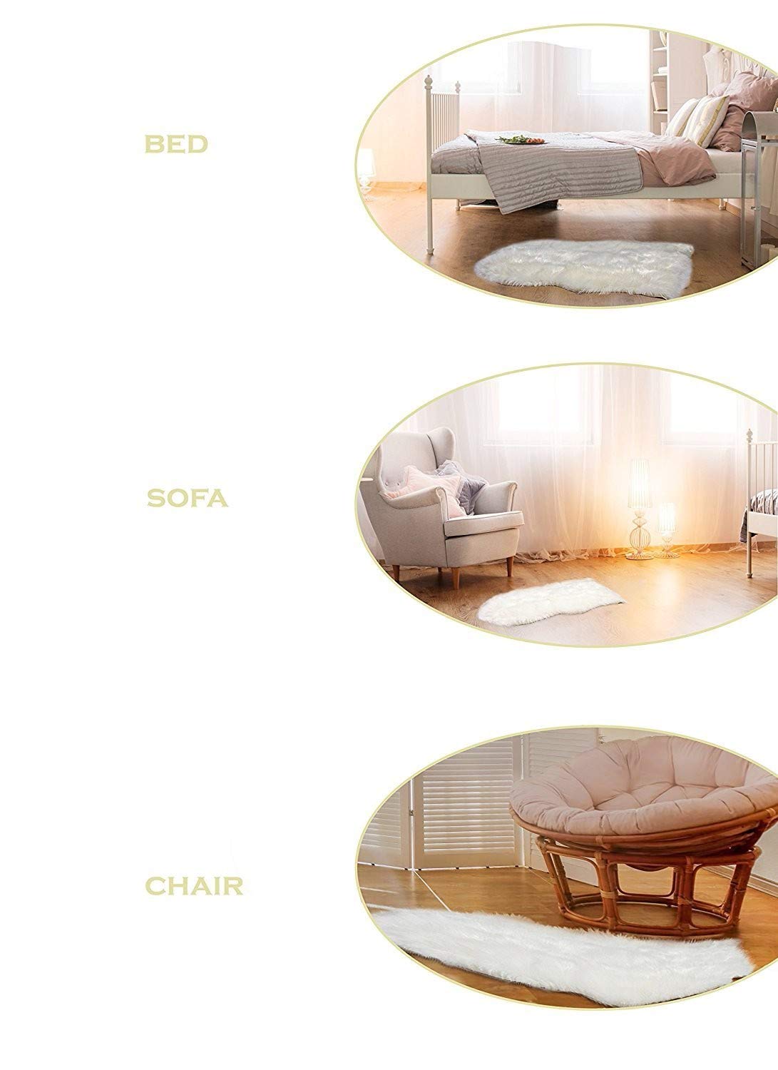 Tapis en Peau de Mouton SynthéTique，Faux Lambskin Rug Fur Sheepskin Style Rugs Peau de Mouton Laine Coussin Chaise Chambre Salon Baie VitréE Couverture, Peut êTre Personnalisé