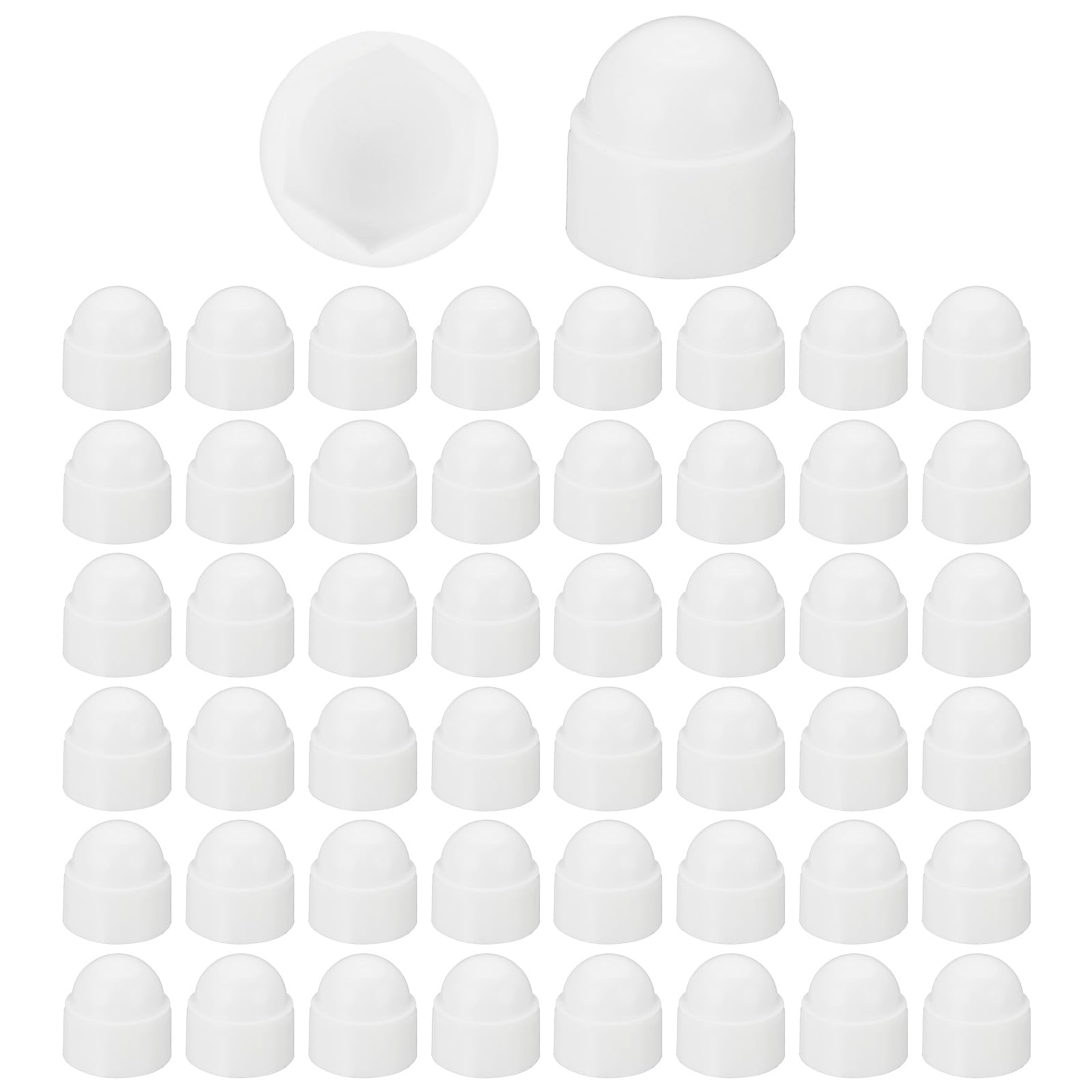 PATIKIL 50 Pcs Hex Nut Cover, M8x13x15mm Nylon Screws Bolt Covers Caps Dome Acorn Hex Head Bolt Protection Cap for Screws Nut, White