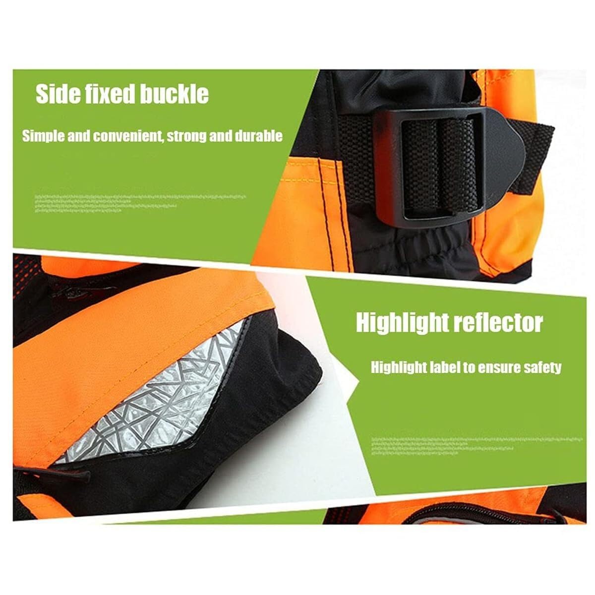Chaleco de Kayak de Pesca para Adultos con Bolsa Desmontable de Múltiples Bolsillos Alta Flotabilidad Drenaje Rápido