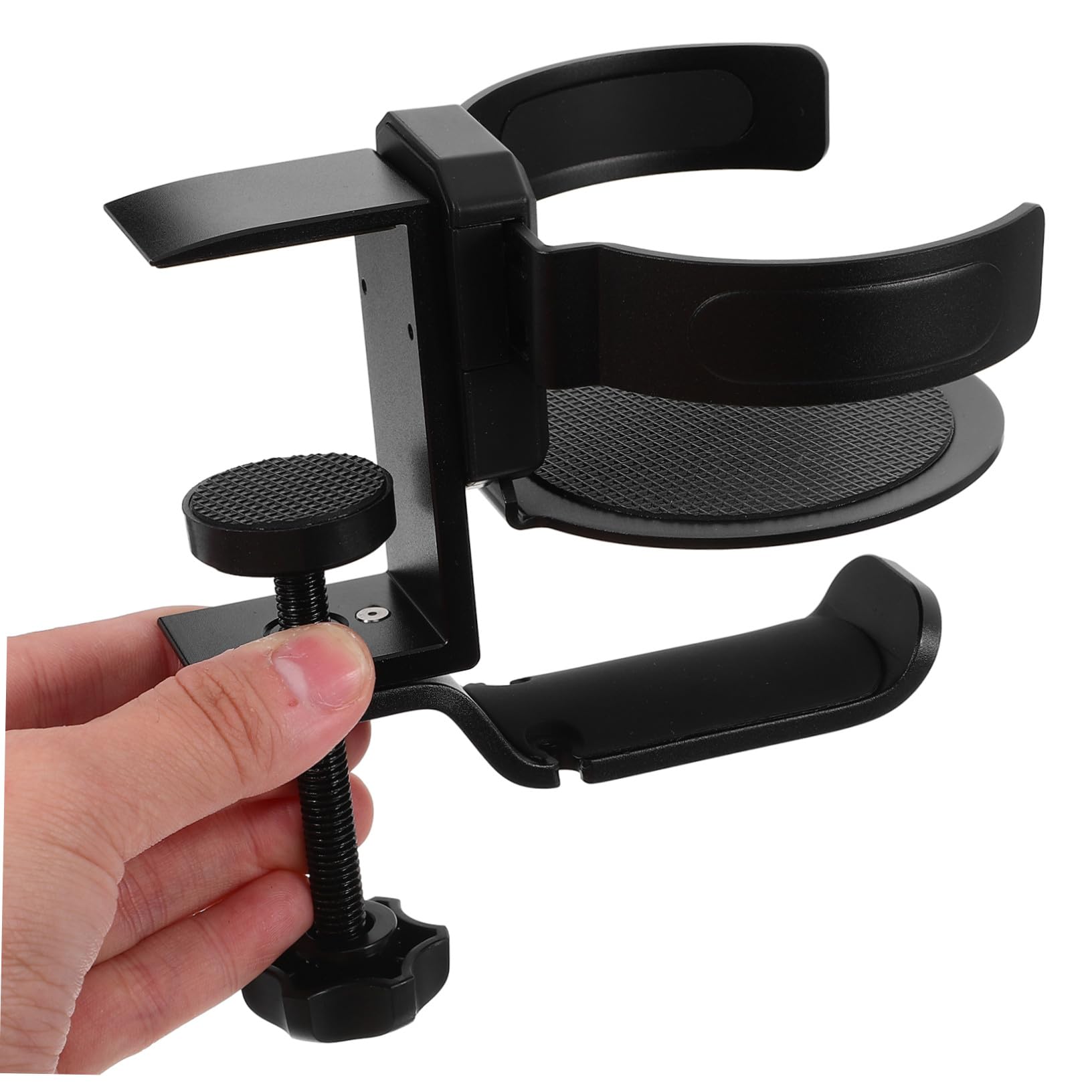 ERINGOGO Support Casque Gaming PC avec Porte-gobelet Ajustable Rotatif Alliage Aluminium et Caoutchouc Fixation Pince Bureau pour Casque et Boissons