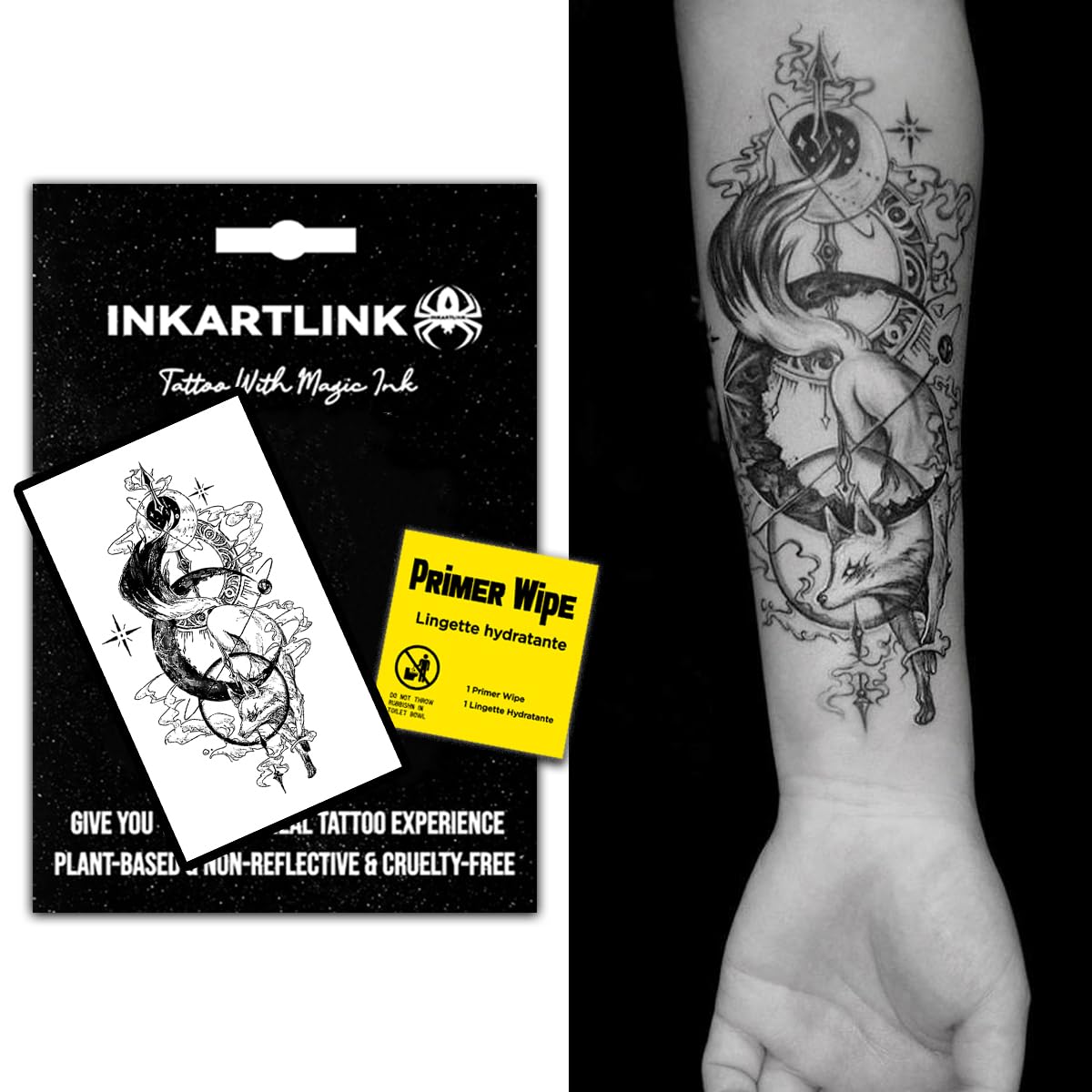 Amazon.com : INKARTLINK Fox Fairy Temporary Tattoos, Realistic