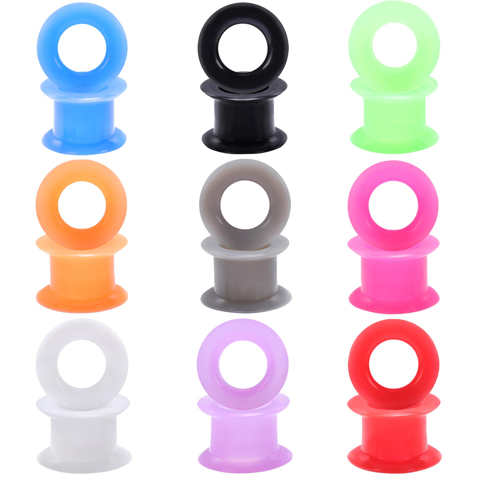 9 Pairs Mix Color Silicone Flexible Doble Flared Ear Plugs Tunnels Expander Ear Gauges Piercing