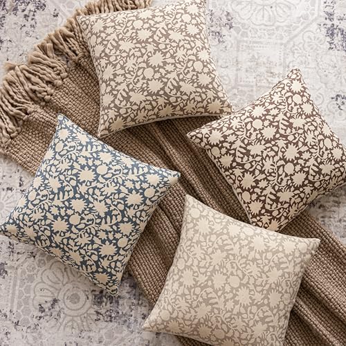 Image of Foindtower Set of 1 Decorative Long Body Lumbar Throw Pillow Covers Accent Farmhouse Cushion Covers Floral Vintage Pillowcase for Couch Sofa Bedroom Living Room Home Decor,14x36 Inch,Brown