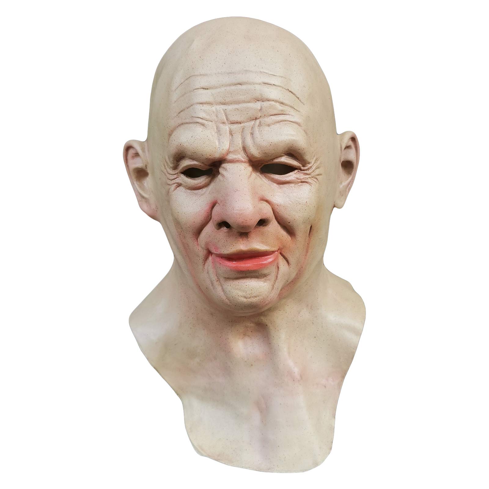 KAQNTUD Realistic Bald Old Man Mask Latex Full Face Neck Helmet for Masquerade Halloween Halloween Man