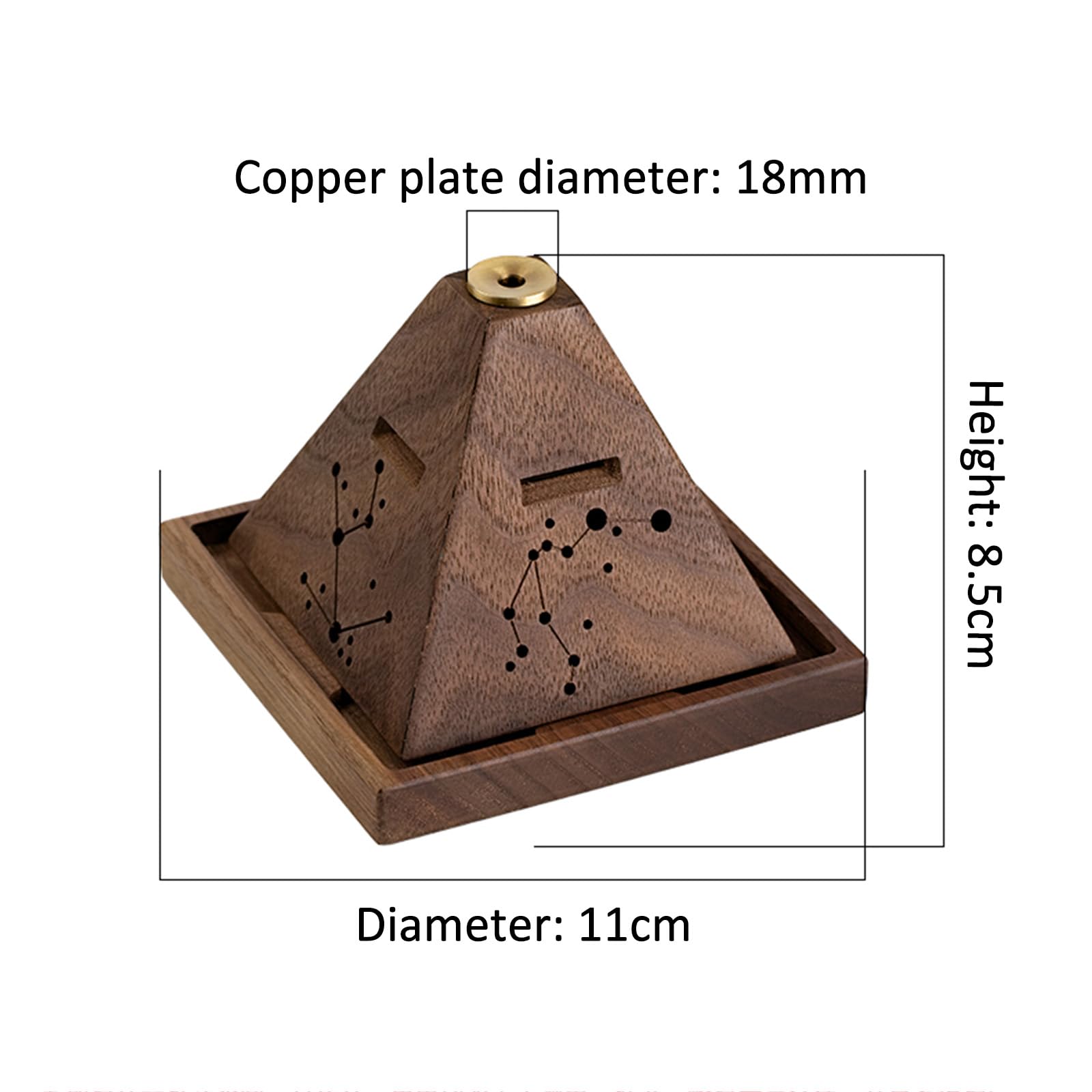 Quemador De Incienso De Madera con Reflujo, Caja De Incienso Portátil con Forma De Pagoda De Constelación, Imanes Integrados, Nogal Y Latón, para Estudio, Salón De Té Y Oficina