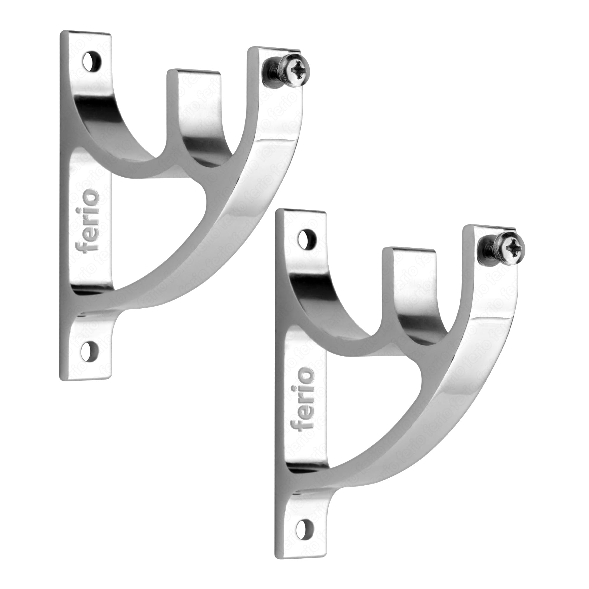 Ferio Curtain Rod Holder | Curtain Rod Support | Curtain Accessories | for Home Decor | Window Fitting Hardware & Accessories | Rod Brackets for Window and Door (Chrome, Pack of 2)-image-9