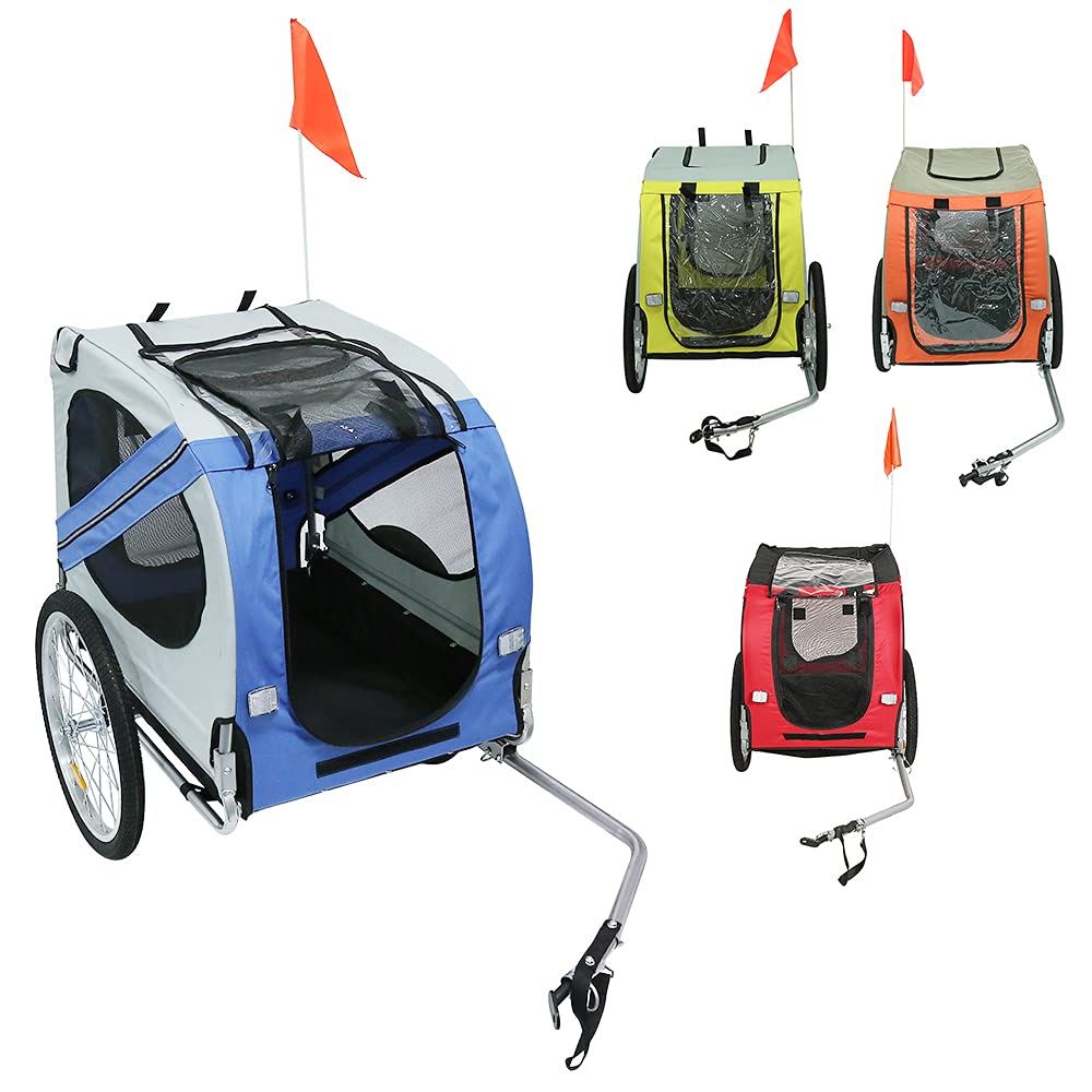 Anhänger Fahrrad für Hunde, faltbar, Wimpel, Struktur aus Stahl, Oxford-Stoff, wasserdicht, Fahrradanhänger für Jogger-Set, max. 30 kg