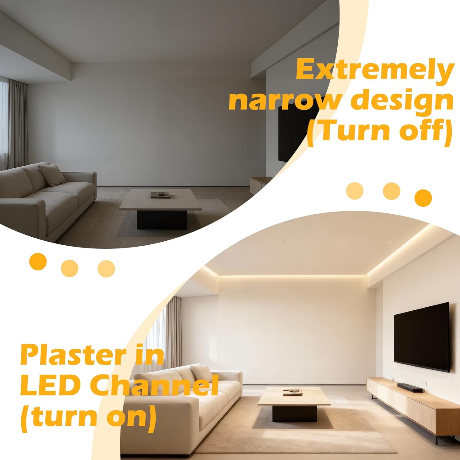 Nuanchu 10 Pack 3.3 Ft/1 M T Shape LED Aluminum Channel Plaster in Recessed White LED Strip Light Shadow Channel with Milky Diffuser, Suspended Ceiling Baseboard Edge Trim Profile