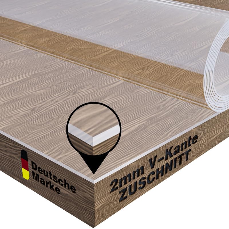 Film de Protection de Table Transparent de 2 mm avec Bords biseautés - Différentes Tailles/Dimensions au Choix - Film de Protection de Table Transparent en PVC (Largeur 70 x Longueur 110)