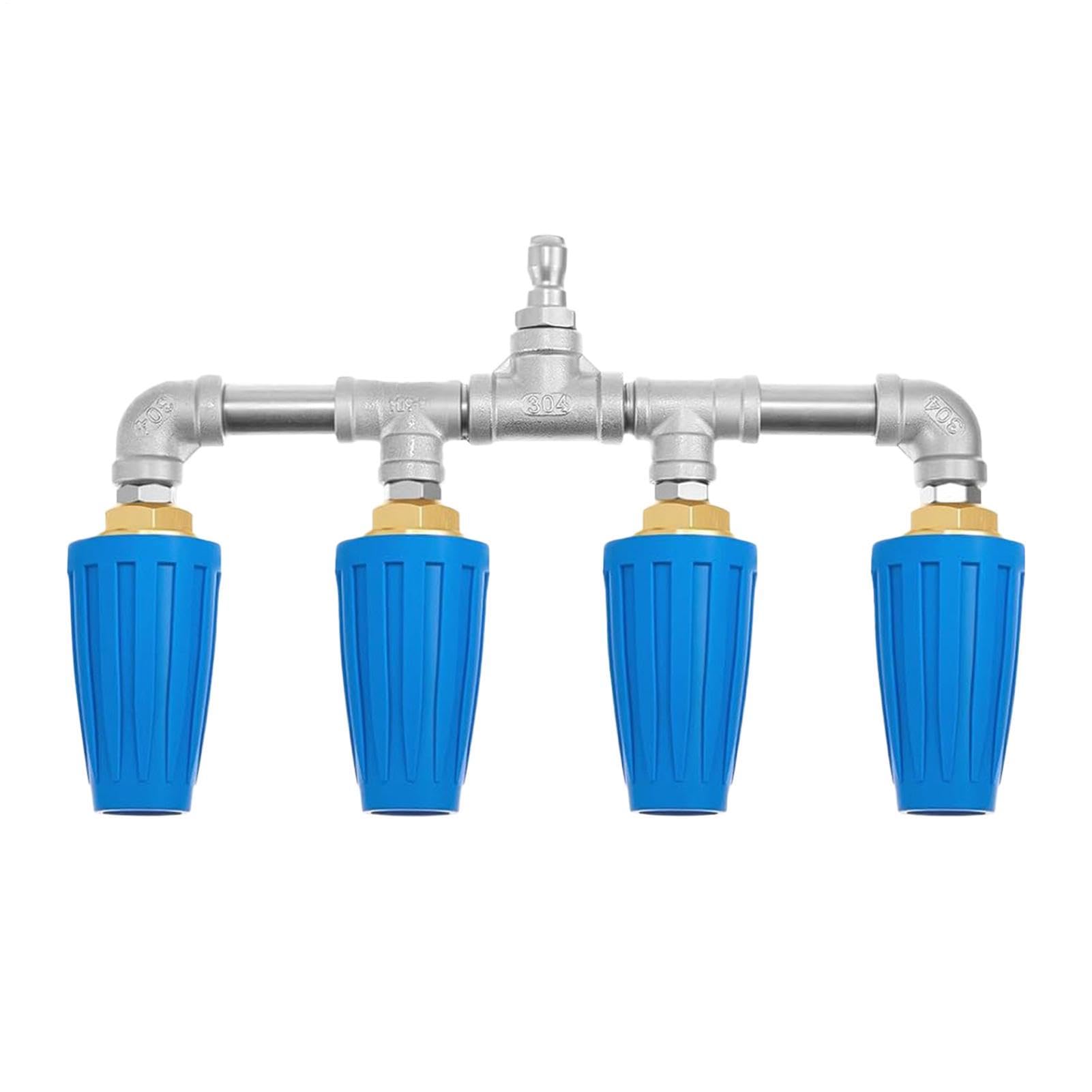 Boquilla De Manguera De Agua De Alta Presión Cuádruple de Acero Inoxidable | Manguera Alta Presión Boquilla Para Lavado De Coches, Riego Y Limpieza De