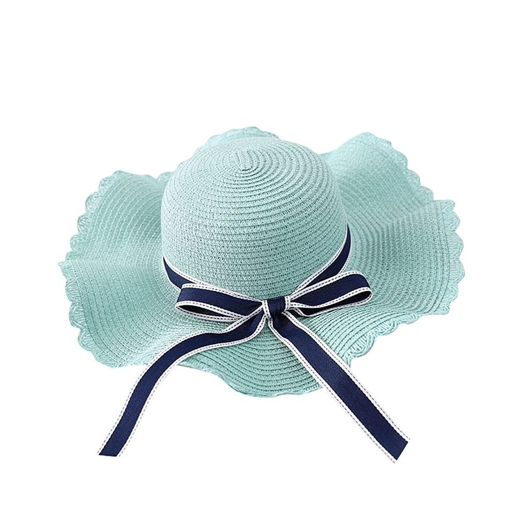 Sombreros para Mujer, Sombrero de Paja Grande de Verano, Flexible, Ancho, con Lazo, Plegable, para Playa (Mcode)