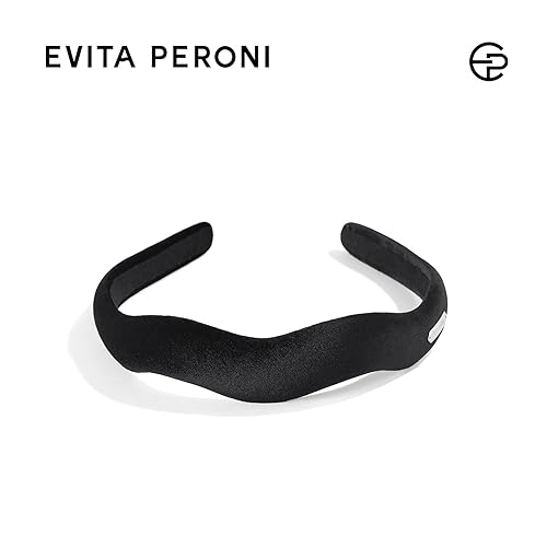 Miniatura 6 de EVITA PERONI Diademas de terciopelo para mujer, diadema suave, diseño curvo, estilo ondulado, retro, elegantes y cómodas, color negro