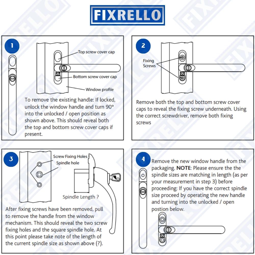 FixRello Window Handle 40mm Spindle, Offset Right-Handed espag Inline Locking Handle for DIY and Home Repairs - Image 3