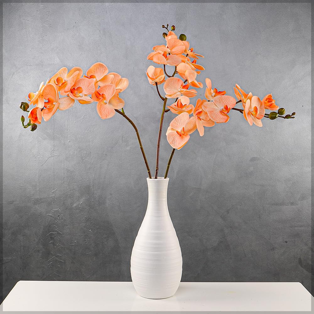 – Pack of 4 Artificial Orchid Flowers, Lifelike Silk Orchid Plant, Long-lasting Phalaenopsis Fake Flowers, Maintenance-Free Faux Flower Arrangements, Artificial Flowers for Decoration, Peach