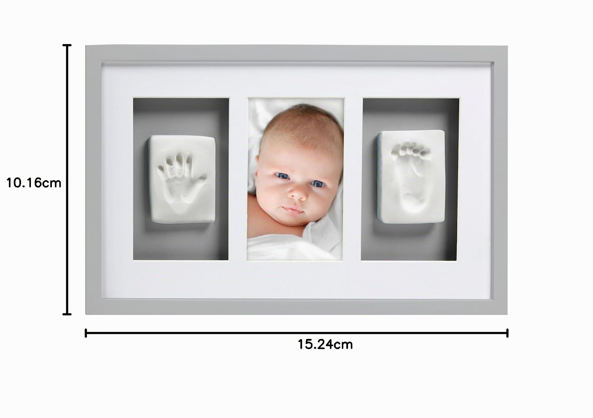 Pearhead 11515 Cornice da Parete Deluxe Babyprints per Impronte di Manine e Piedini, Grigio