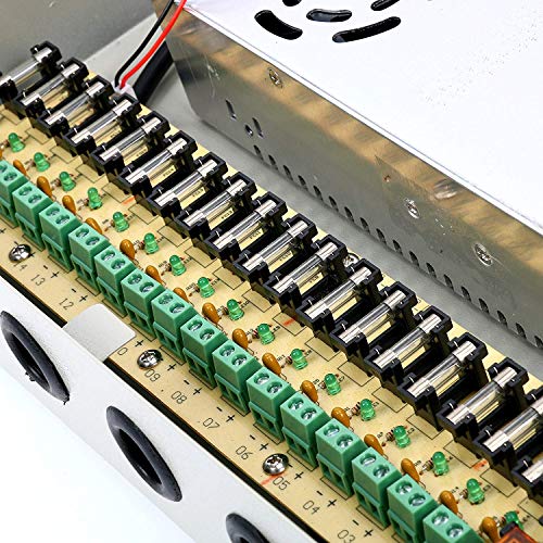 Ares Vision 18 Channel/Port 20 AMPS, 12V DC Power Supply Box, Individually Fused for CCTV, LED, and All 12v DC Devices.