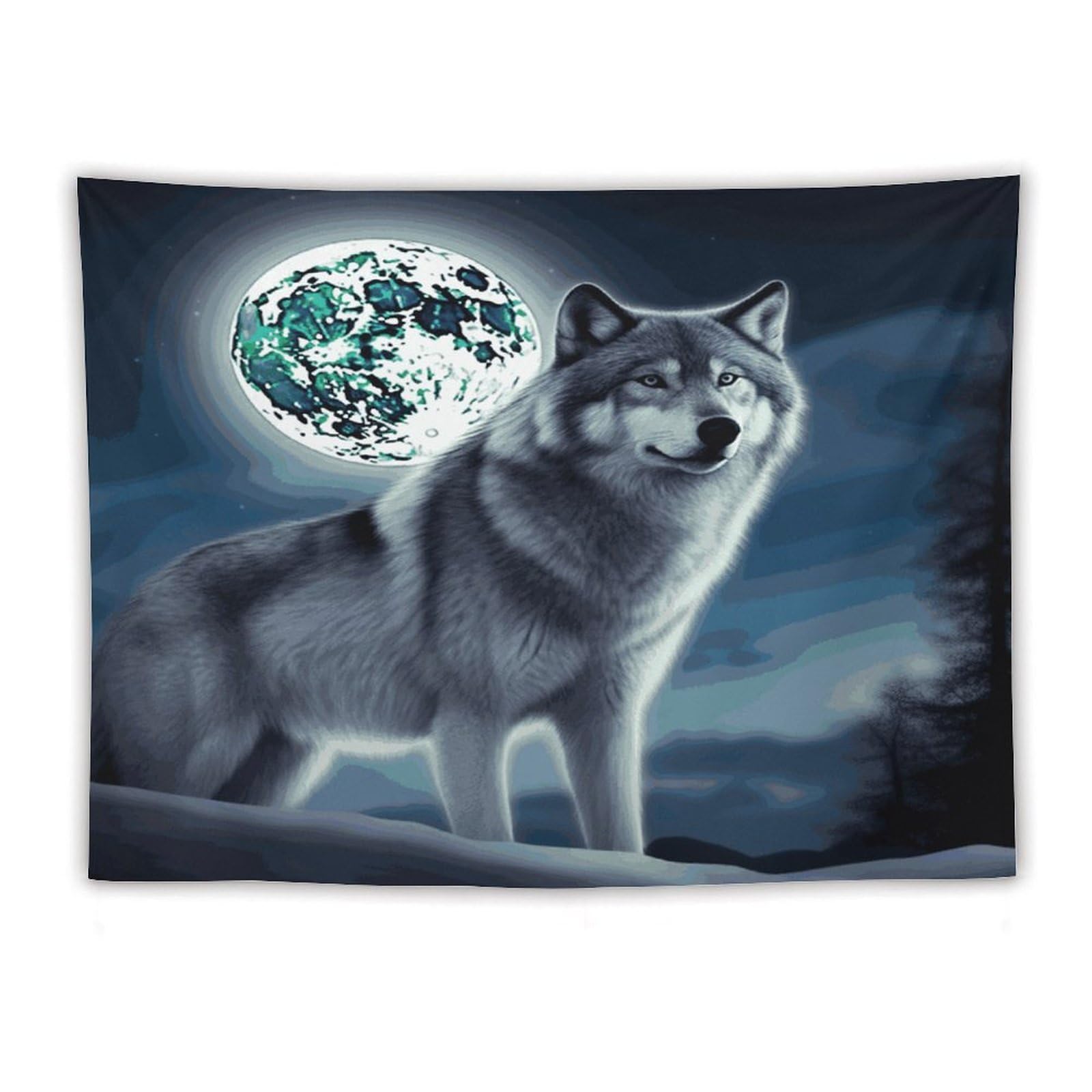 LDGSUPH Wolf Under Moon Tapestry Wall Hanging Decor Anti-fading Aesthetic Wall Tapestries Fashion Wall Blanket Decor Modern Wall Art Tapestry for Bedroom Home Decor 60"x80"