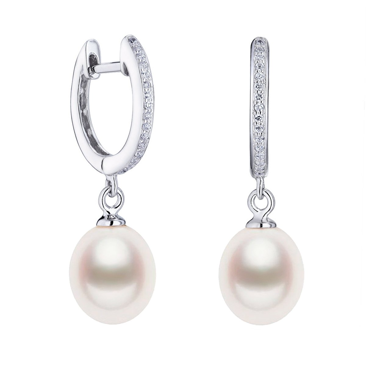 Orecchini perla per donna Pendenti d'argento sterlina 925 con perla d'acqua dolce 8mm VIKI LYNN