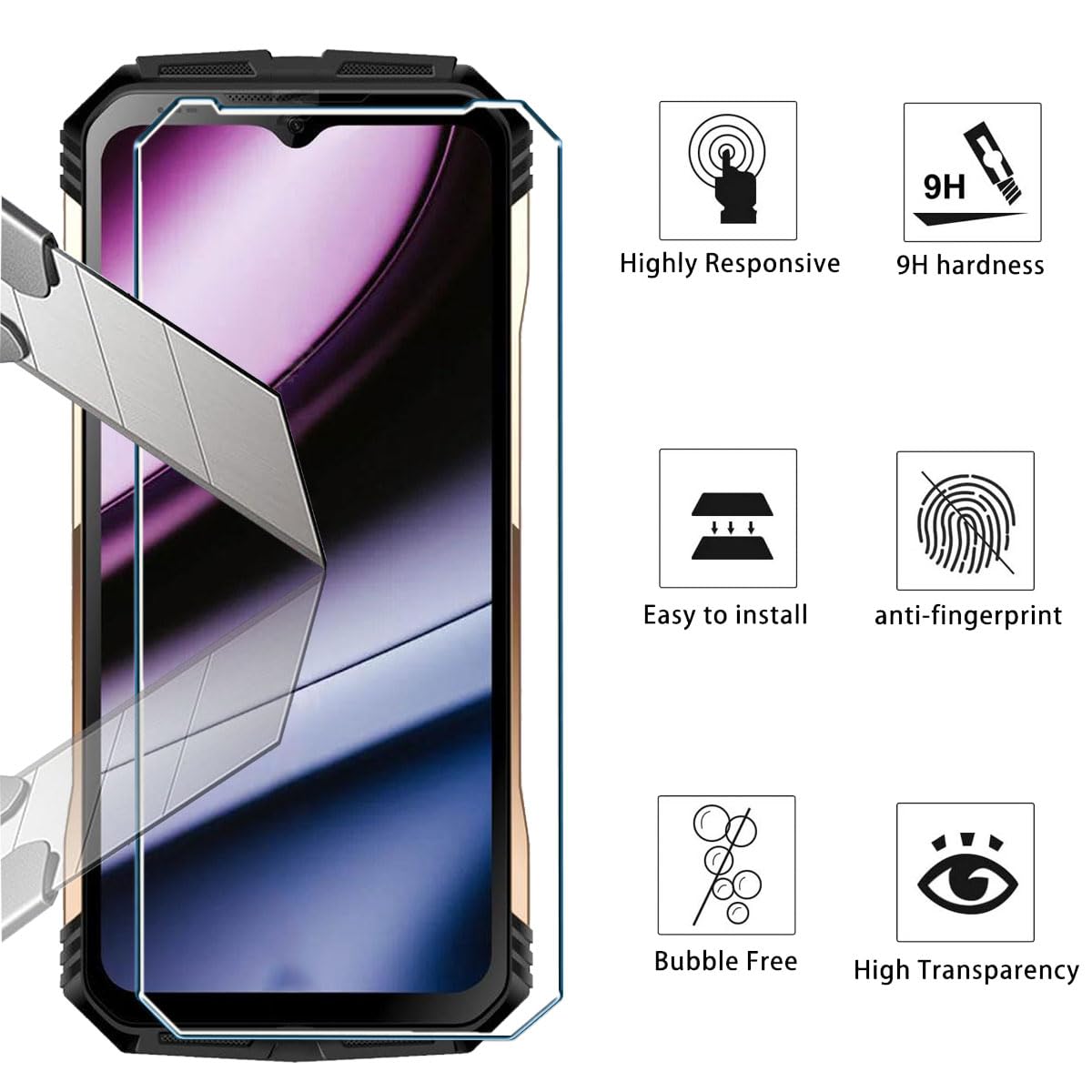 Xiangyun 3 Piezas Protector Pantalla para Doogee S110(6.58") Cristal Templado Transparente Ultra HD Protector Vidrio Protectora Película de Display Membrana for Doogee S110(6.58")