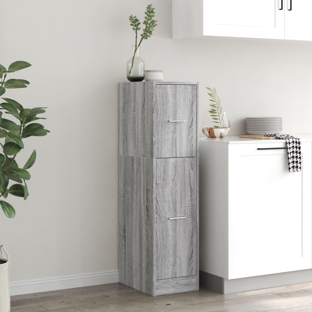 Armadietto da Farmacia Grigio Sonoma 30x41x118 cm in Truciolato | 3 Cassetti, Guide Metalliche, Maniglie Eleganti, Carico 60 kg, Per Ufficio e Casa