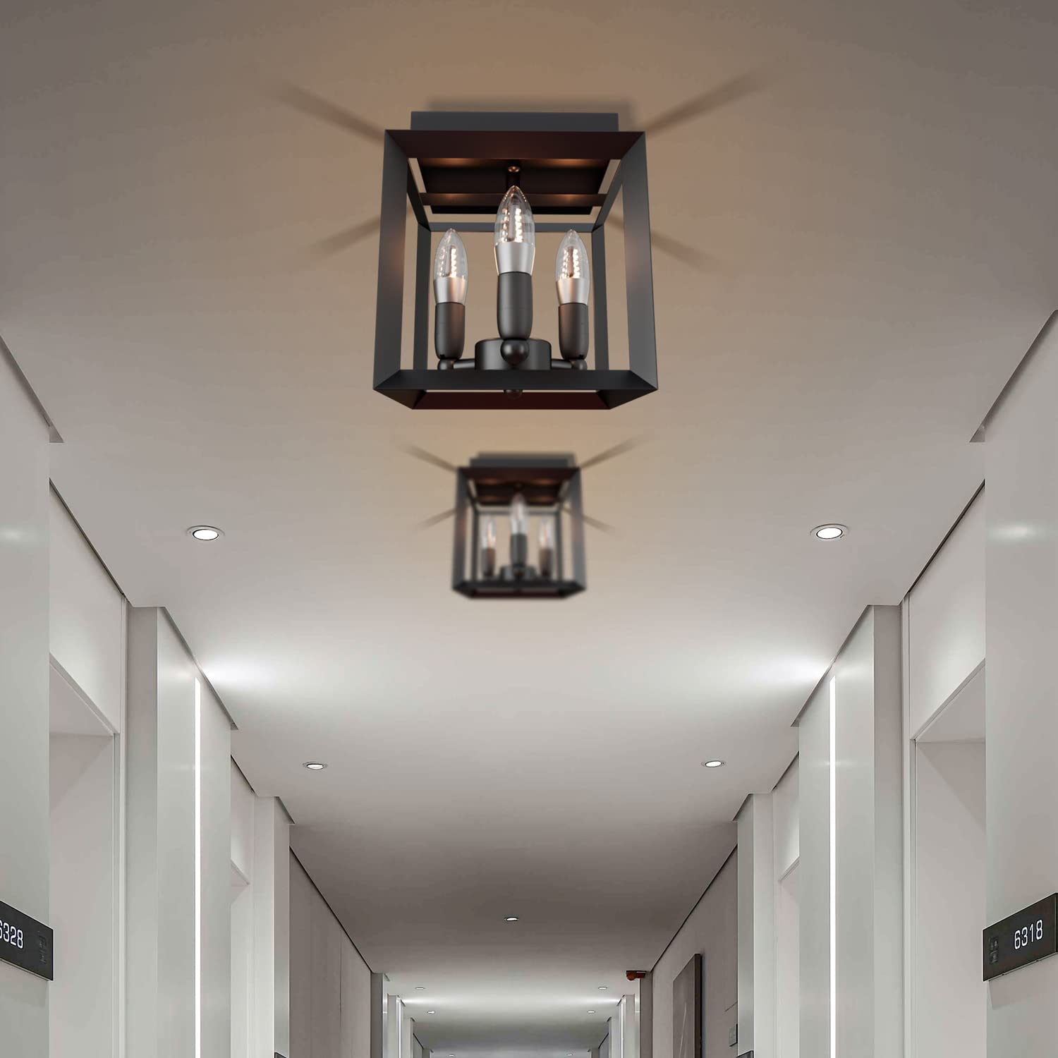 Jadssox czarna lampa sufitowa do montażu podtynkowego kuchnia blisko lampy sufitowej, oprawy oświetleniowe do domu wiejskiego przemysłowy mini żyrandol, lampy sufitowe z kwadratową metalową klatką do