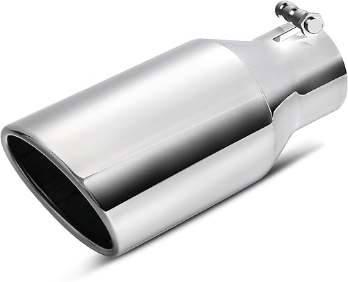 AUTOSAVER88 Punta de escape universal para camión diésel de 2.5 pulgadas de entrada, salida de 4 pulgadas x 9 pulgadas de longitud total, acero