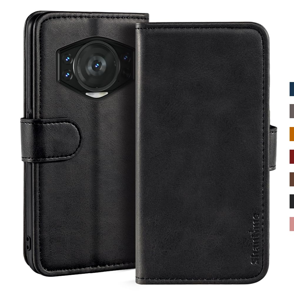 Shantime for Doogee S118 Case, Leather Wallet Case with Cash & Card Slots Soft TPU Back Cover Magnet Flip Case for Doogee S118 (6.58”) Black
