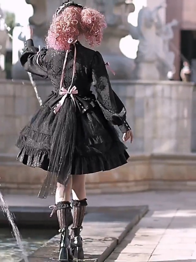 Amazon.com: WDZIZFG Japanese op Long Sleeve Dress Multi-Layer Cake