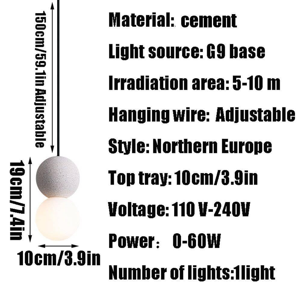 da a Sospensione in Cemento in Stile Industriale, Dario a Una Testa con Sorgente Luminosa G9, Piccola da a Sospensione in Cemento dalla personalità Creativa, apparecchi di illuminazion