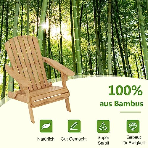 MXIMU Klappbarer Adirondack Gartenstuhl Aus Kunststoff – Wetterfest, Weiß, Hohe Rückenlehne, Bis 158 Kg Belastbar