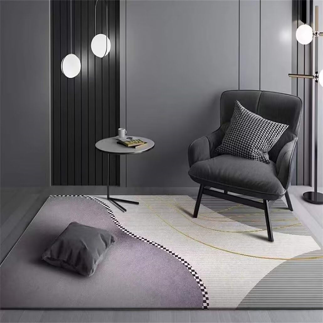 Tapis minimaliste moderne violet 120x120cm en vinyle durable