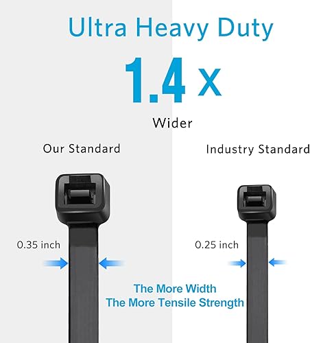 Miniatura 3 de Bridas largas resistentes de 24 pulgadas, bridas grandes con resistencia a la tracción de 200 libras, bridas grandes, negro, paquete de 250 GAIIAN