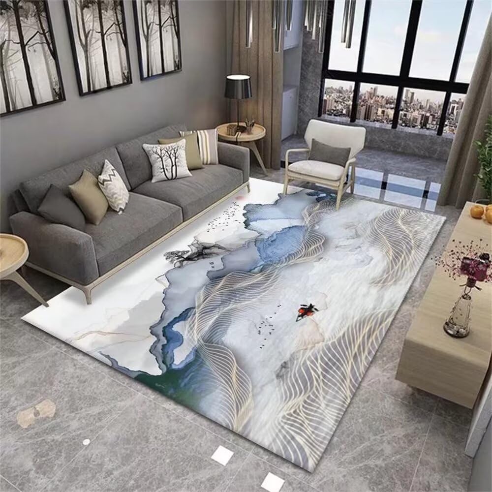 Tapis de décoration de chambre bleu et vert au design élégant 120x180 cm