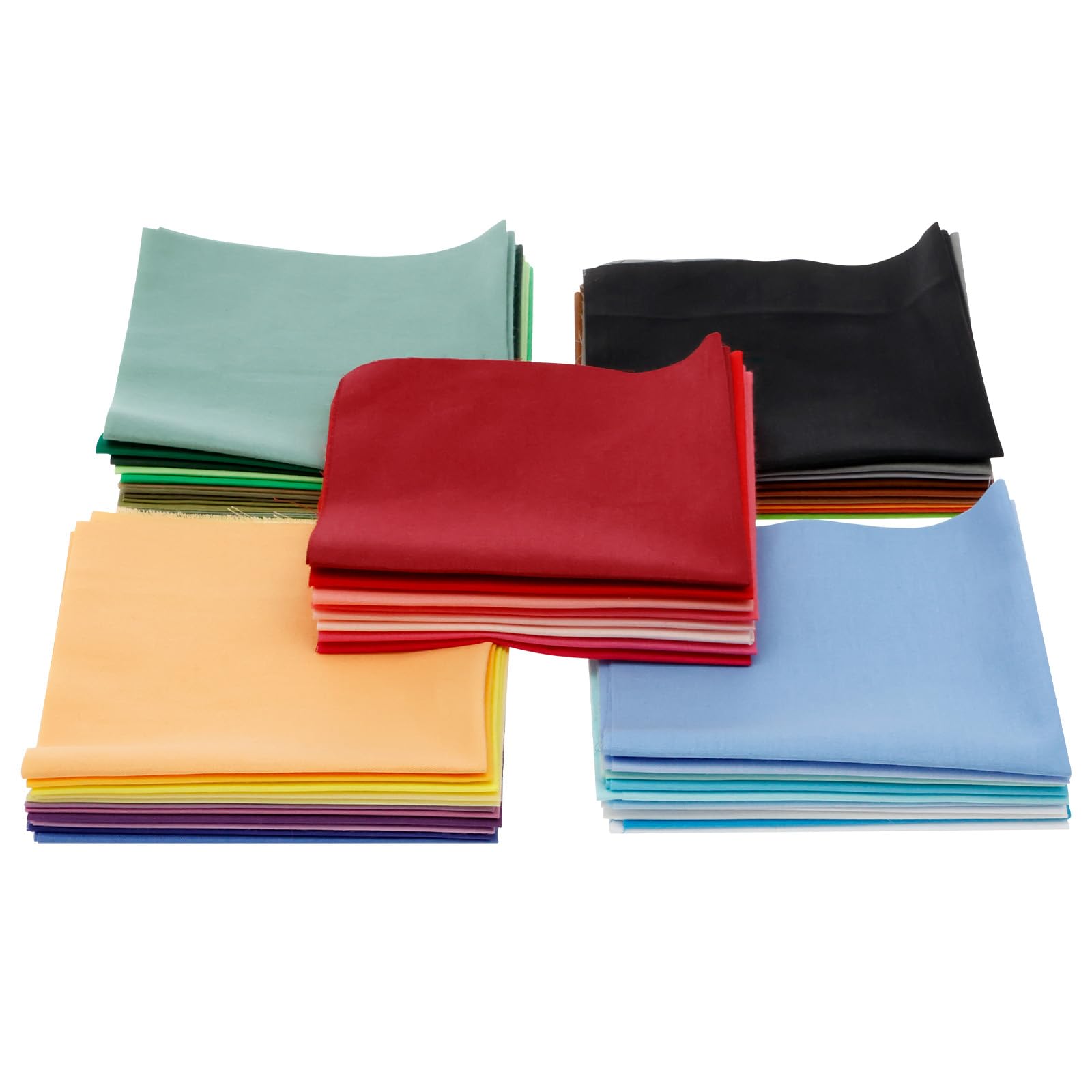 50Pcs Cotton Fabric Squares Fabric Bundles Vibrant Color Cotton Cloth Patchwork Scrap for DIY Craft Quilting and Sewings(Colour,25 * 25cm)