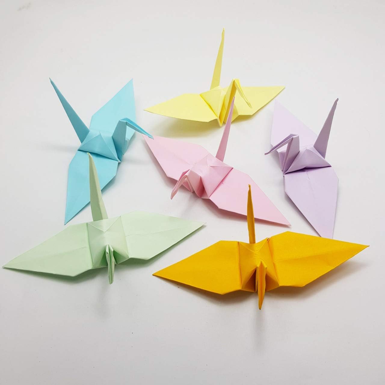 50 Handmade Origami Paper Cranes 6 Inch Mixed Sweet Colors for Weddings, Parties & Gifts | Origamipolly